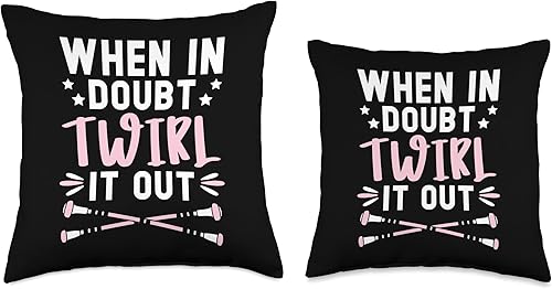 Miniatura 3 de Majorette Gymnastic Dancing Baton Twirl When In Doubt Twirler Baton Twirling Throw Pillow, 16x16, Multicolor