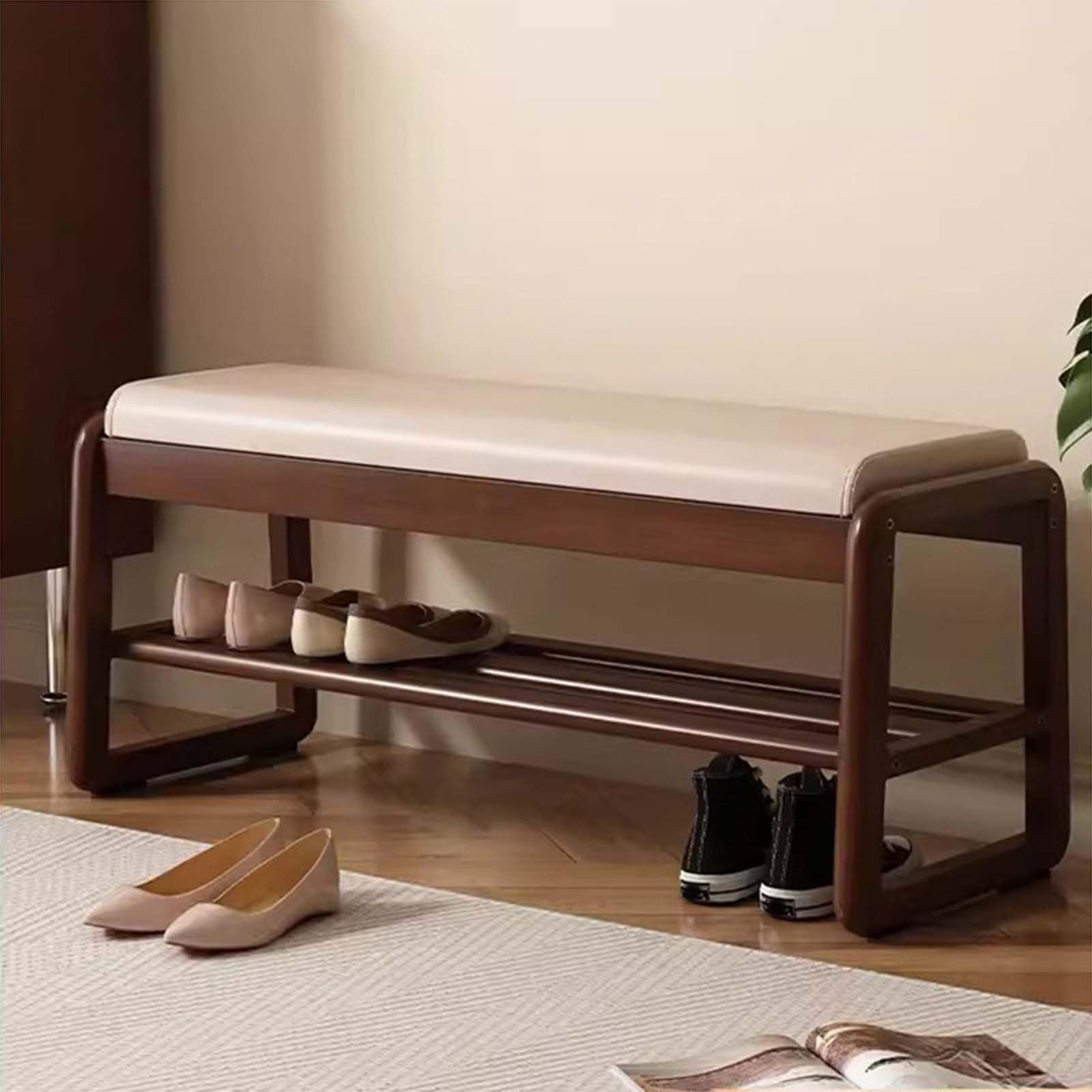 Étagère à chaussures avec banc de rangement rembourré pour entrée
