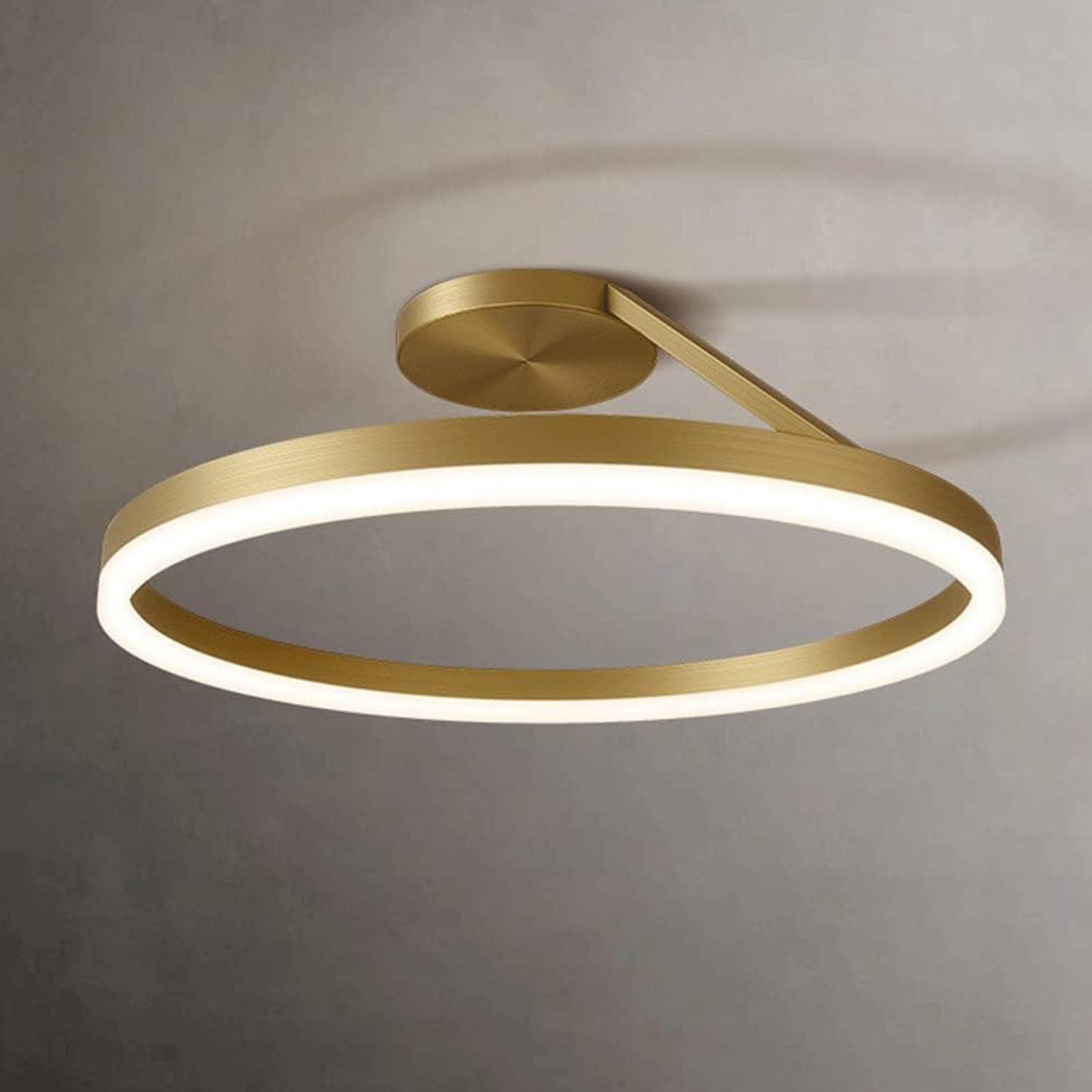 Plafoniera LED da Soffitto 40W 3600LM Luce Calda 3000K, Design Moderno Nordico Semplice Rotonda in Acrilico, per Soggiorno, Camera da Letto e Cucina Oro, 60cm, Luce calda