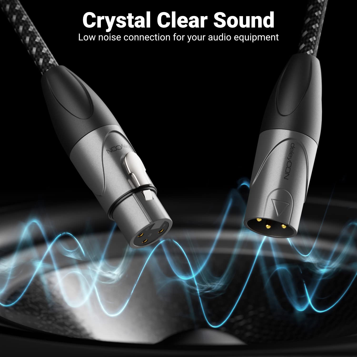 deleyCON 10m Cavo Microfonico da XLR Maschio a XLR Femmina (Qualità da Studio, Rame OFC) - Per Microfoni, Amplificatori, Console di Missaggio, Studi di Registrazione, Altoparlanti - 3 Poli