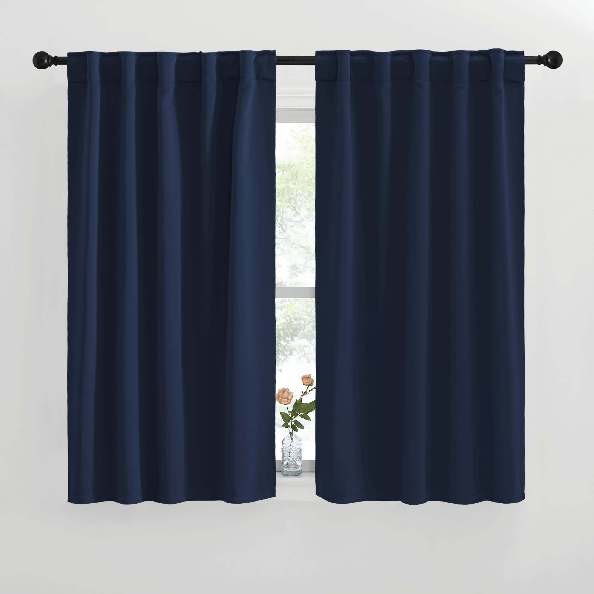 NICETOWN Blackout Curtains Window Drapes - (Navy Blue Color) 42 inches W by 50 inches L, Set of 2, Blackout Curtain Panels for Boy's Nursery