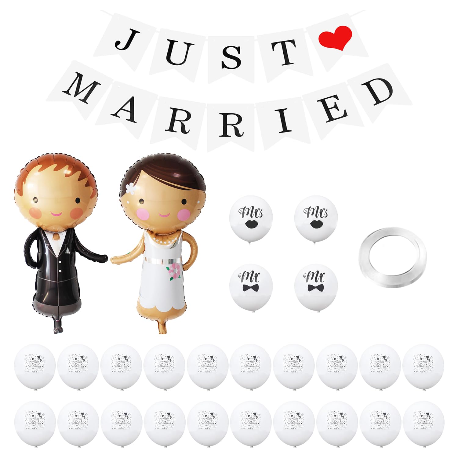 COACOM Juego de 28 globos de boda, globos elegantes para decoración de boda, globos de novios, recién casados