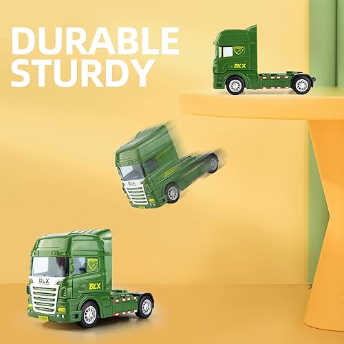 Miniatura 5 de Juguete de camión plano con tanque juguetes del ejército con tanque camiones de juguete semicanamente planos camiones de construcción para niños