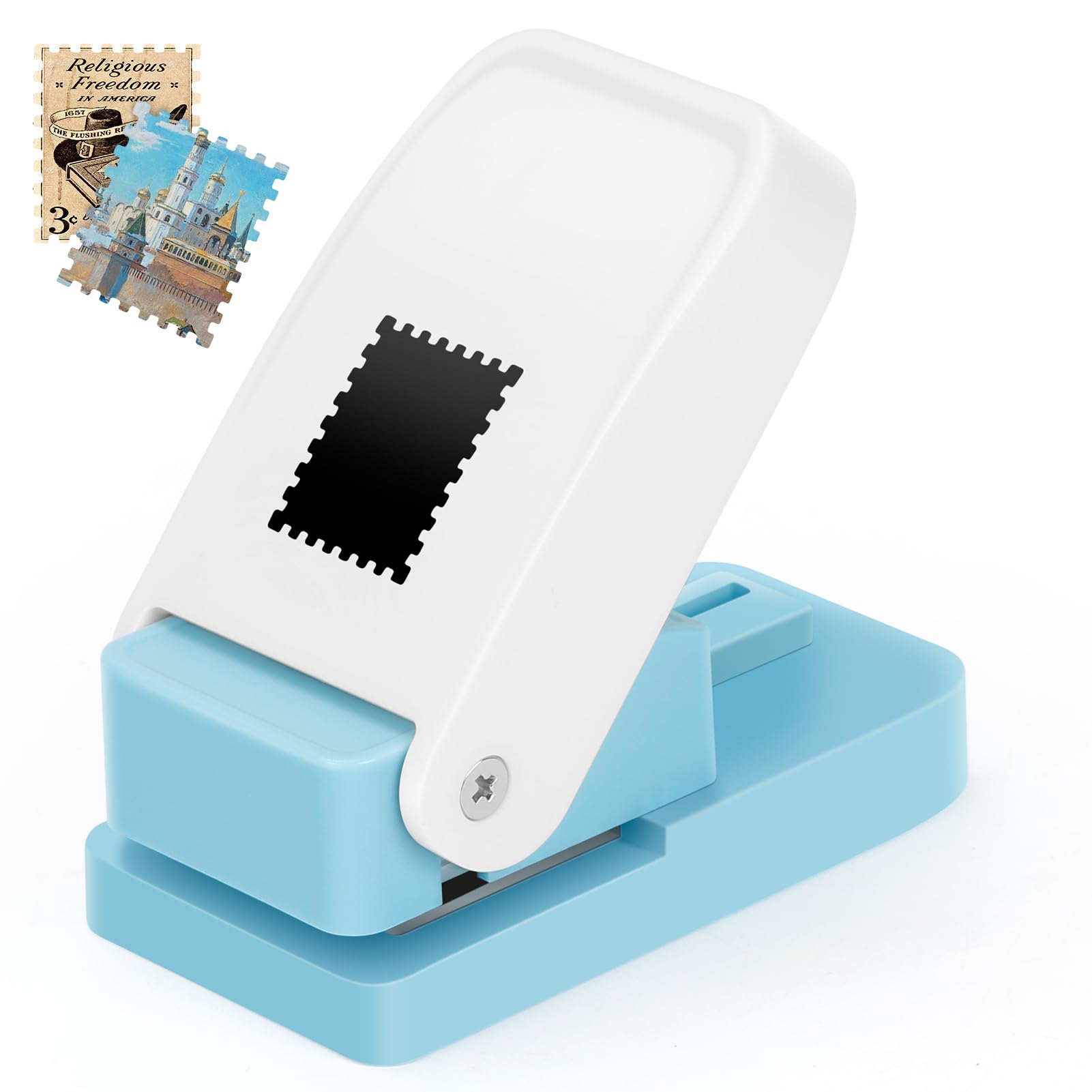 Rectangle Postage Stamp Punch, 1 * 0.8inch Paper Punches for Crafting Scrapbooking, DIY Card Making, Leverage Design Craft Punch, Simple & Effortless