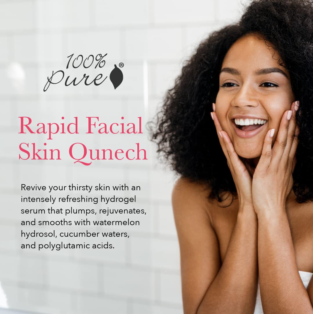 100% PURE Watermelon Cucumber Water Locking Serum for Face Moisturizing Glow Skin Care - Hyaluronic Acid Boost to Replenish Hydrate & Plump Dry Thirsty Skin, Vegan - 1.7 fl oz - Image 5