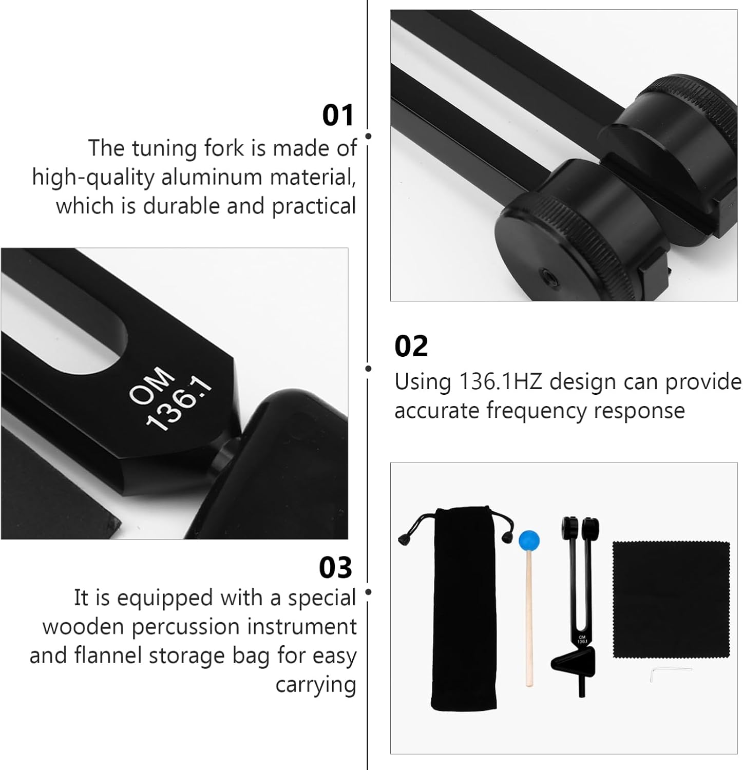 SECFOU Aluminum Alloy Tuning Forks for Sound Healing Meditation Includes Hammer Storage Bag and Durable Accessories Chakra Balancing and Stress Relief