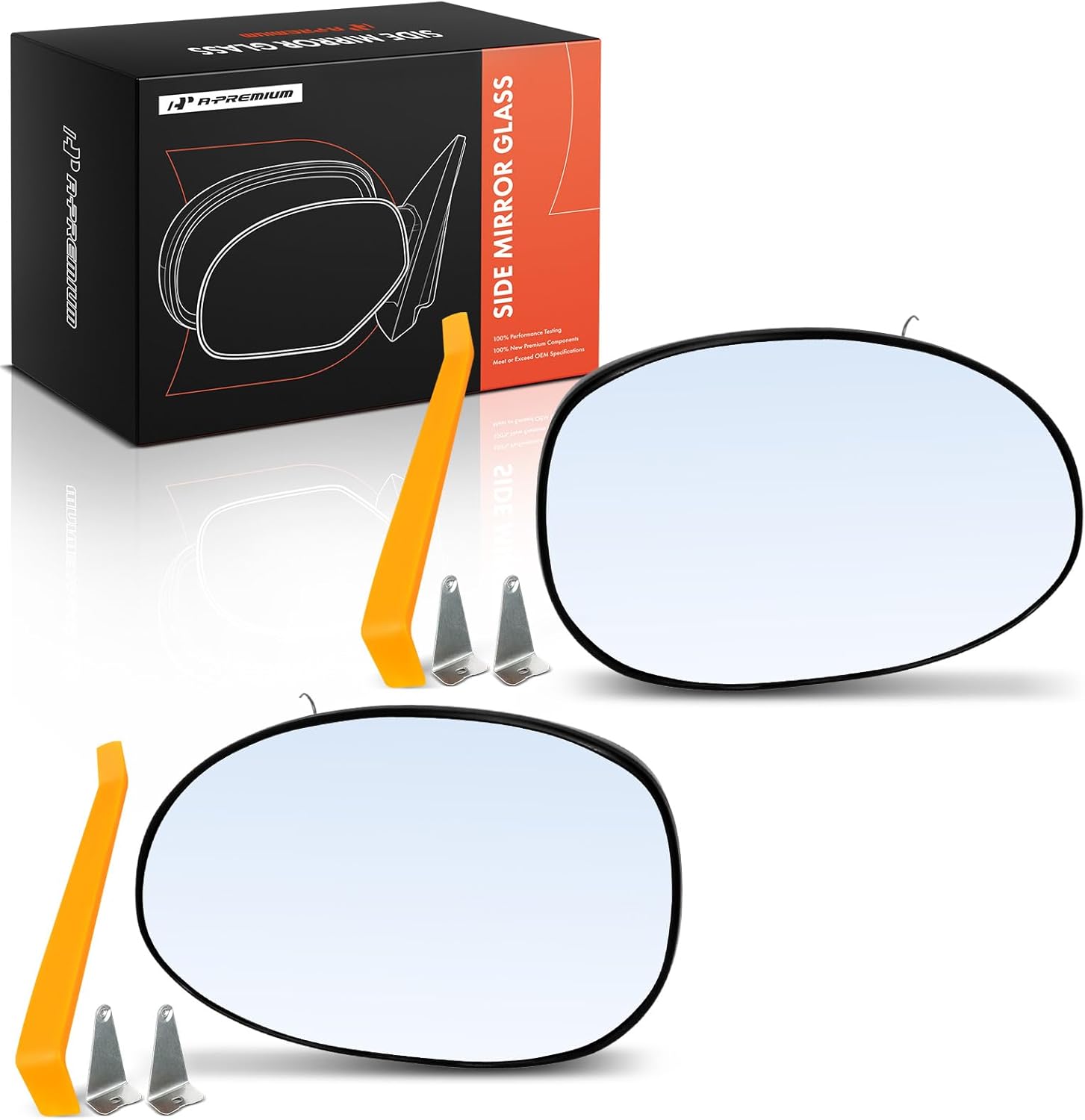 A-Premium 2-PC Driver and Passenger Side Heated Mirror Glass with Backing Plate Compatible with Dodge Neon 2000-2005, SX 2.0 2003-2005 - Exterior Side View Mirror