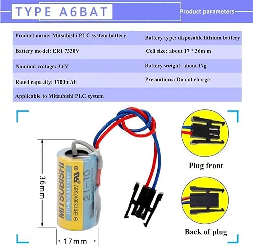 Miniatura 2 de HZH(10 unidades) MR-BAT ER17330V/3.6V 1700mAh A6BAT PLC Batería para FANUC CNC System no recargable