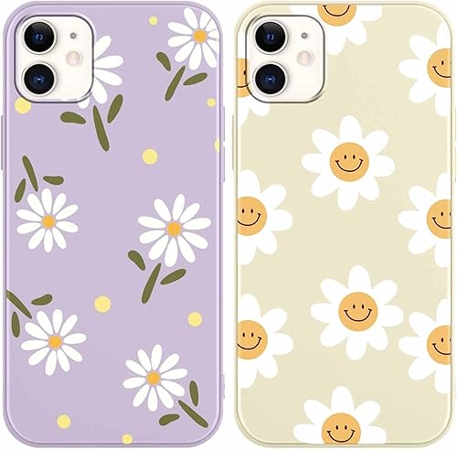 Paquete de 2 fundas para iPhone 11 de 6.1 pulgadas, diseño estético con diseño de sonrisa, silicona suave, delgada, TPU a prueba de golpes, fundas