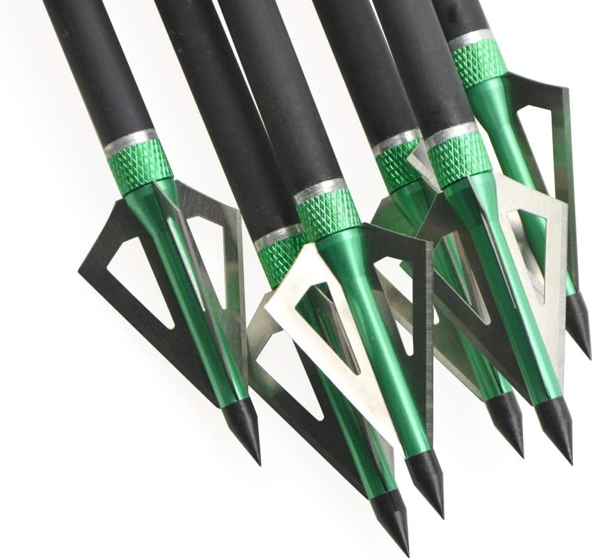 ZSHJGJR Carbon Crossbow Bolts 7.5 Inch Hunting Archery Arrows with 2" Green Vanes Replaced Arrowhead Tips Broadheads for Outdoor Hunting Shooting Practice 6/12 Pack