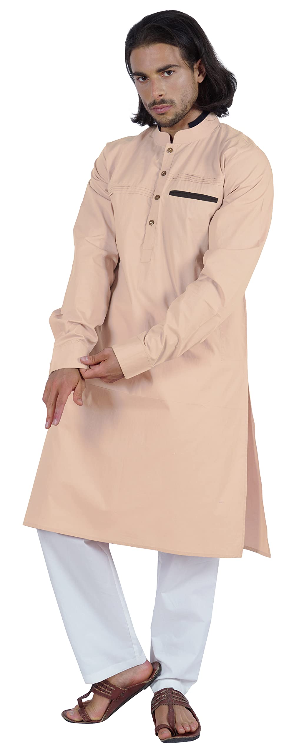 Atasi Herren Henley Welt Tasche Lange Kurta Feste Indische Ethnische Kleidung Für Männer