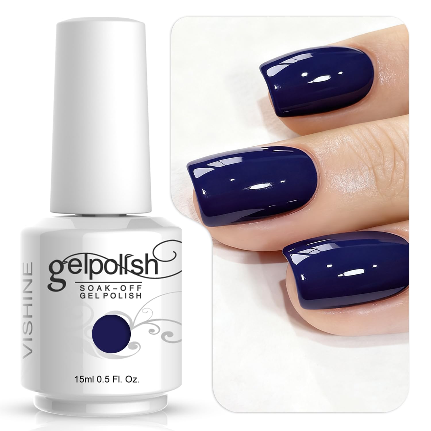 Vishine Gelpolish Manicure DIY Long-lasting Gel Nail Polish Lacquer Shiny Color UV LED Soak Off Glitter Midnightblue(1029)