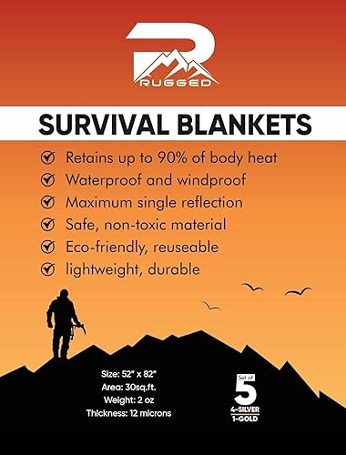 Miniatura 4 de Mantas de supervivencia - Cubierta de emergencia impermeable y resistente al viento, exterior reflectante, ayuda a retener el calor corporal, 12