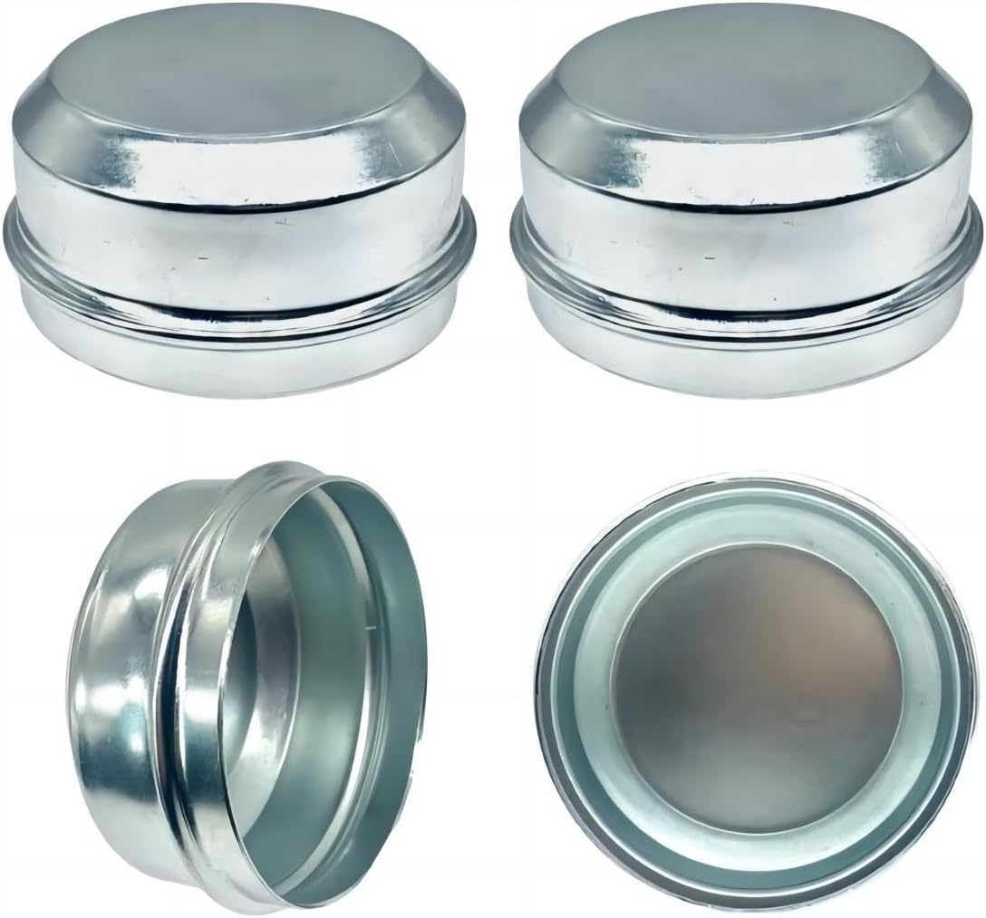 2.44 Inch Trailer Hub Dust Cap - Fits 5200-6000 lb Axles, Dexter EZ Lube - Carbon Steel Grease Cover with Rubber Plugs for Boat, Utility, RV Trailers(4-Pack)