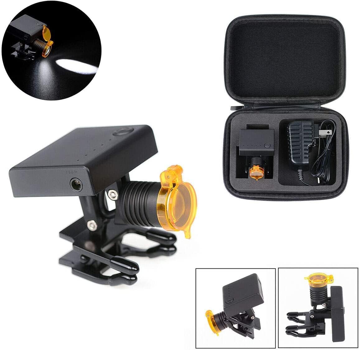 3W LED Headlight Clear Square Spot with Filter Plastic Clip Type for Loupes