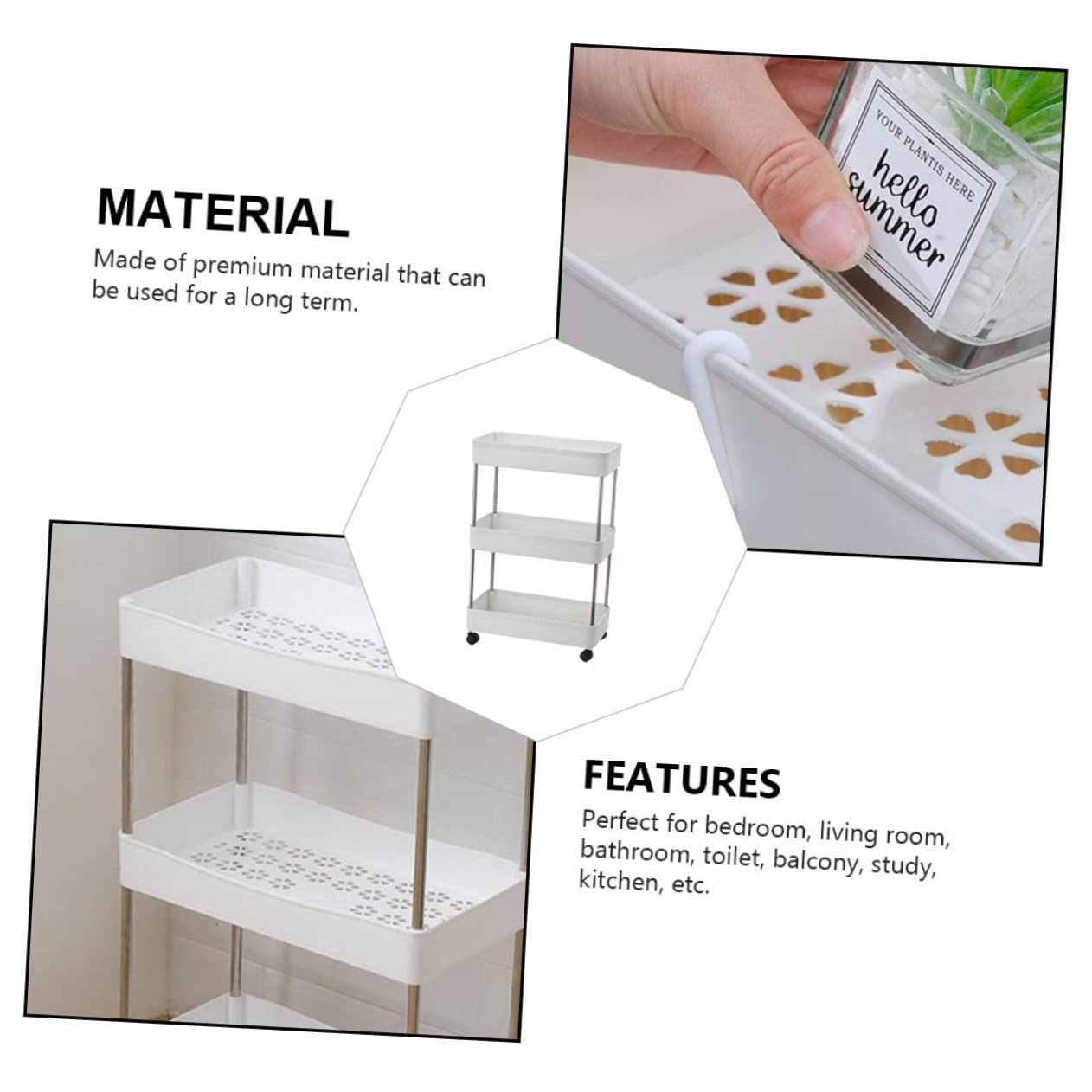 Ciieeo Küchen Organizer Regal Mit Mehrschichtigem Trolley-System Lagerregal Für Zuhause Edelstahlkonstruktion Ausgehöhlte Trennwand Und Fach Haken Für Flexible Aufbewahrung Einfache