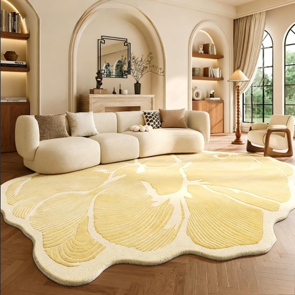 Tapis de salon irrégulier 140x200 cm au style moderne et doux