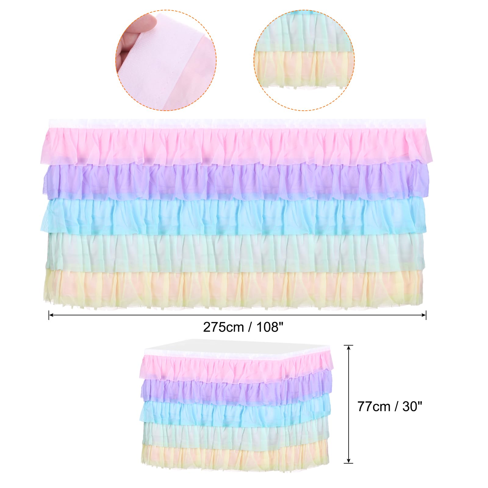 QUARKZMAN 1 Pack 9ft Multicolored Tutu Tischrock, Rüschen Tischdecke
