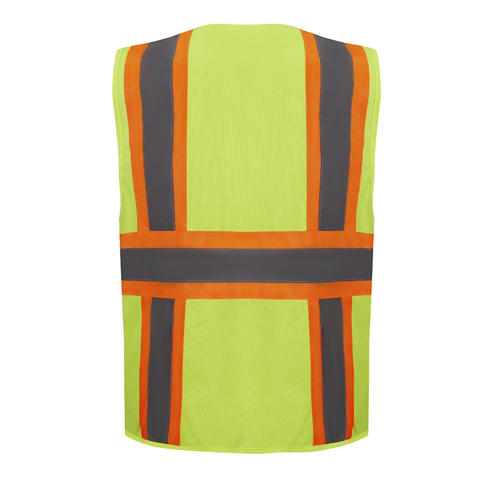 3C Products SV7100, 5-Point Break-Away Hi Vis vest Class 2 Reflective w/Orange binding, Velcro Pockets Neon Green/Yellow/Lime 4XL