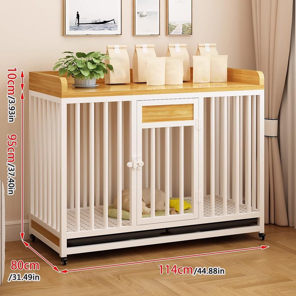 45" Table Dog Crate，Tv Stand Dog Crates for Large Dogs Crate Furniture with Pull-Out Tray,Heavy Duty Kennel Indoor Cage for Large Dogs,and Chew-Proof Cage