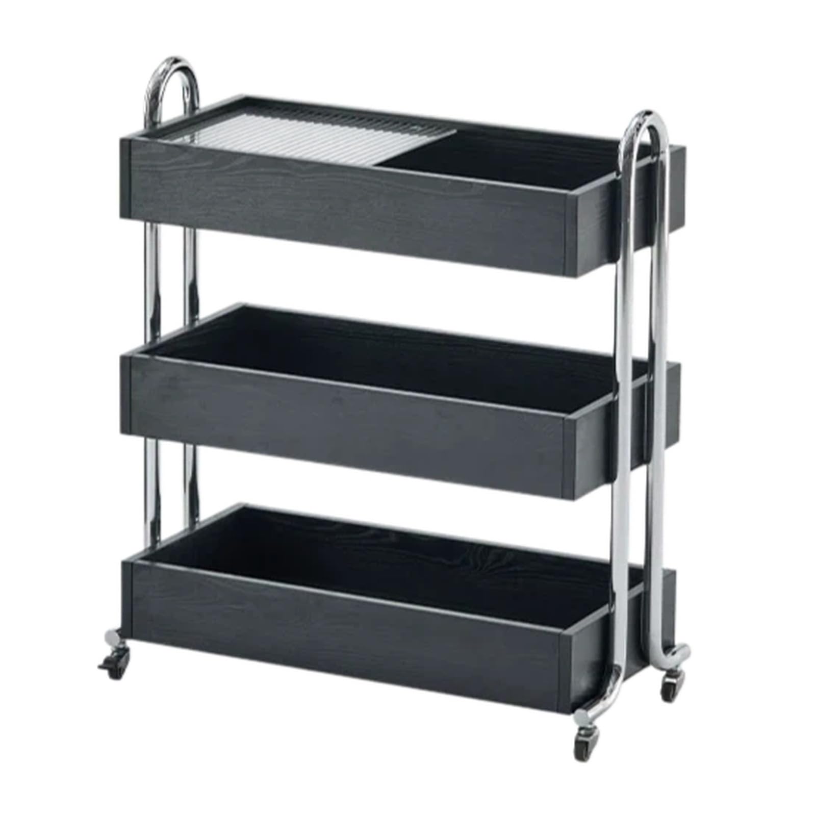 Estante Organizador de Almacenamiento con Carrito Mesa Auxiliar rodante 3 Niveles for Sala Estar y Cocina Carro Utilitario(Negro)