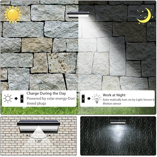 Luces led solares al aire libre 60led con sensor de radar reflector de aluminio plateado 5