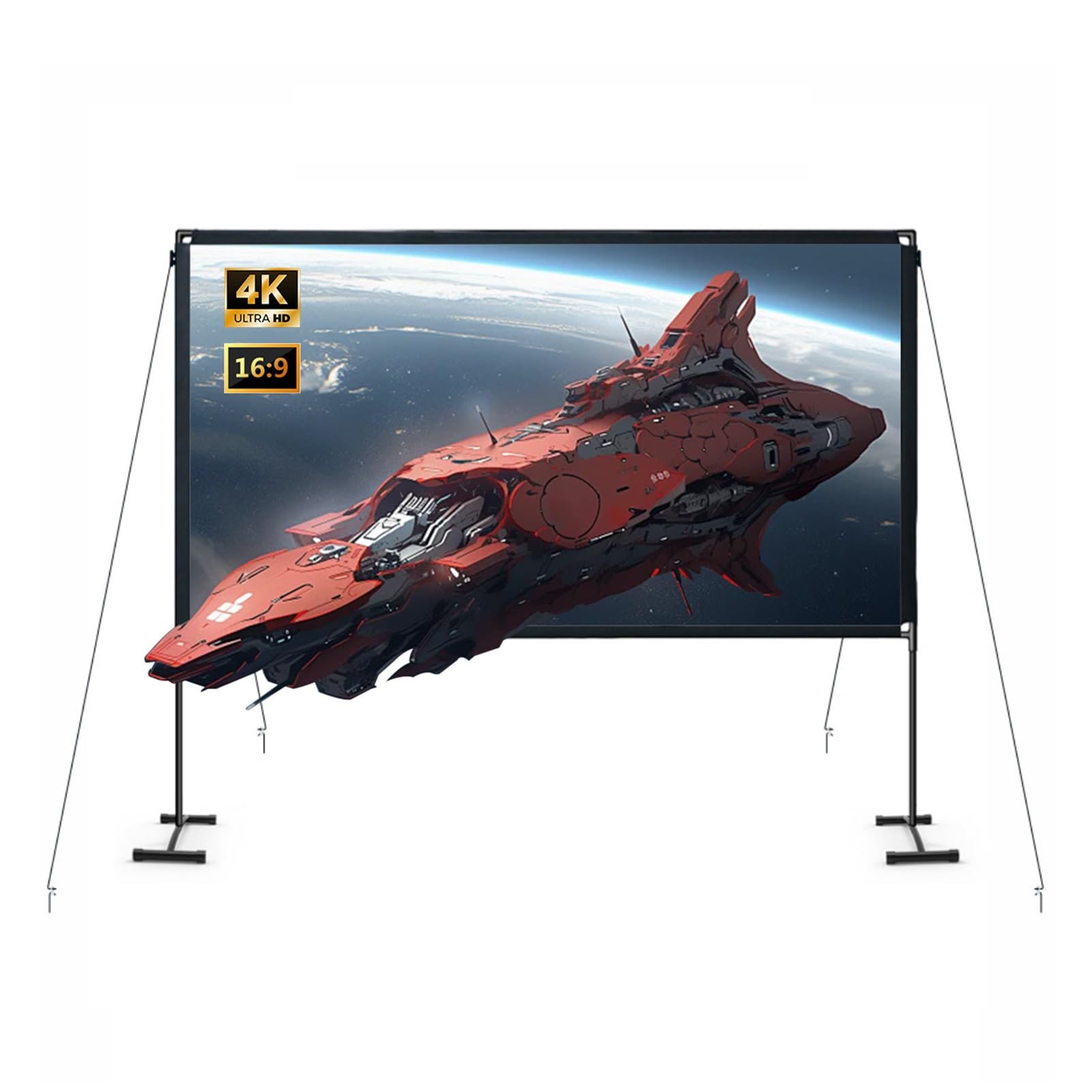 Schermo di Proiezione Portatile per Esterni da 100/120 Pollici con Supporto, Schermo Cinematografico Ultra HD 3D 4K 16:9, Antipiega per Home Theater(120"(16:9))