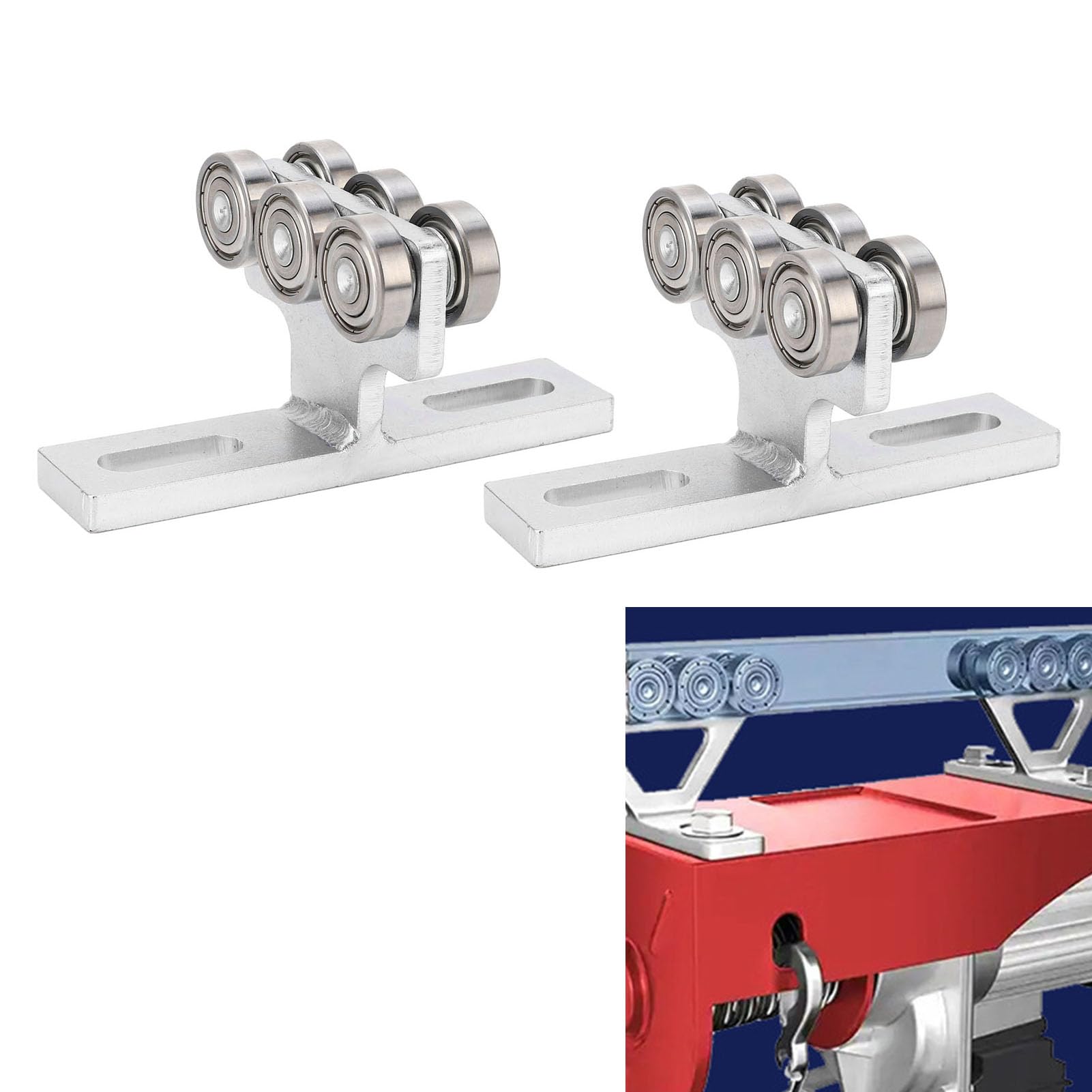 Carrello per paranco a 6 ruote da 2 pezzi, gruppo carrello con cuscinetti a basso rumore per PA200‑PA1000, rullo per carrello per paranco elettrico per canale da 1‑5/8