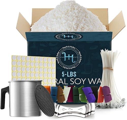 Miniatura 10 de Hearth & Harbor Kit de fabricación de velas de bricolaje para adultos y niños, suministros para hacer velas, 15 libras. Copos de cera de vela de