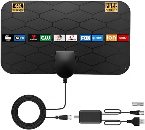 Antena de TV Antena digital para interiores, antena de TV portátil para canales locales, recepción de 360, soporte de televisión inteligente 4K