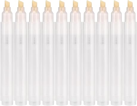 10 Pack Refillable Paint Empty Markers 7mm White Clear Holder Rear-Fill Acrylic Paint Pen for Watercolor Painting, Doodling, and DIY Art Bold Chisel Tip