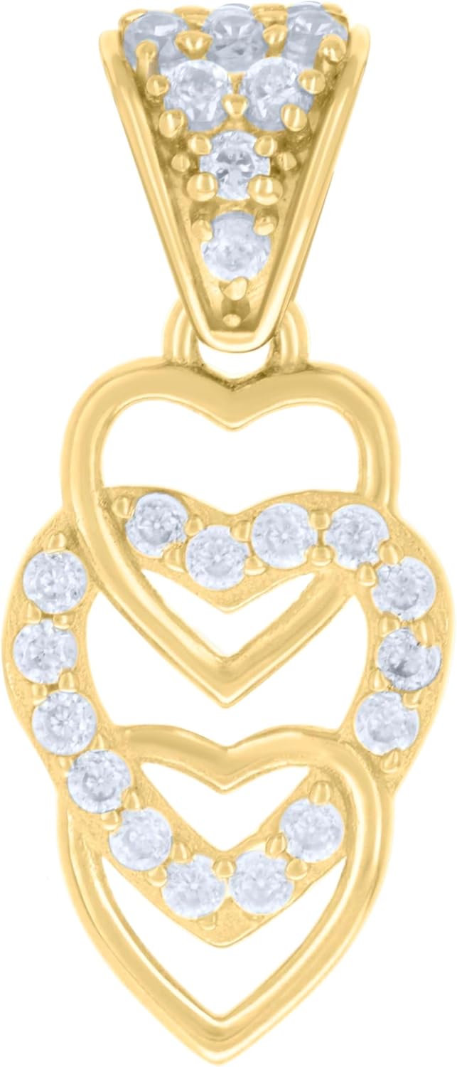 Jewels By Lux 10kt Yellow Gold Womens Cubic-Zirconia Intertwined Hearts Charm Pendant