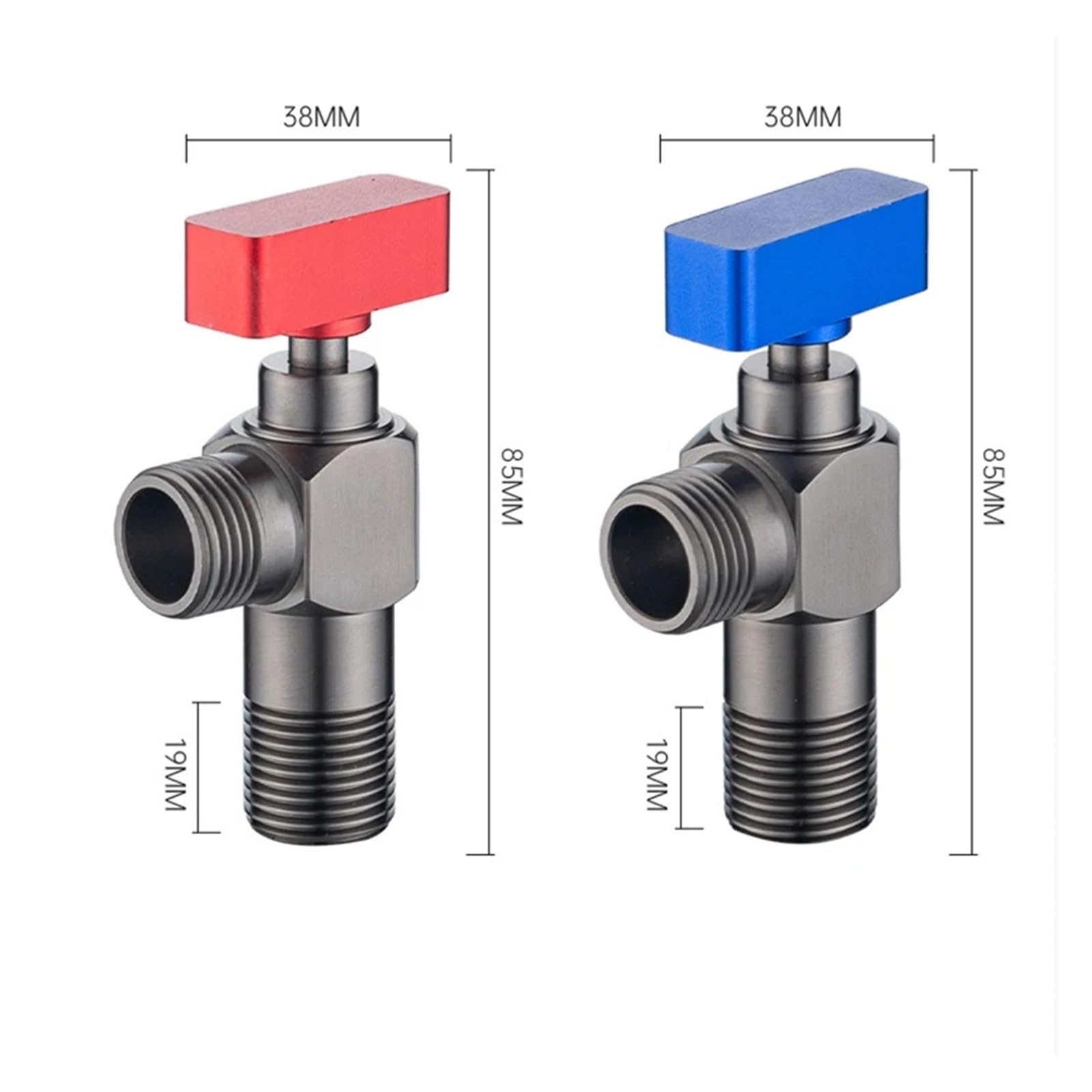 Valvola ad Angolo, Valvola a Sfera for scaldabagno a Gas, Grande Flusso di Acqua Calda e Fredda, valvola Completamente Aperta del Rubinetto della Triangolare, Nucleo Water (Grigio-Blu)
