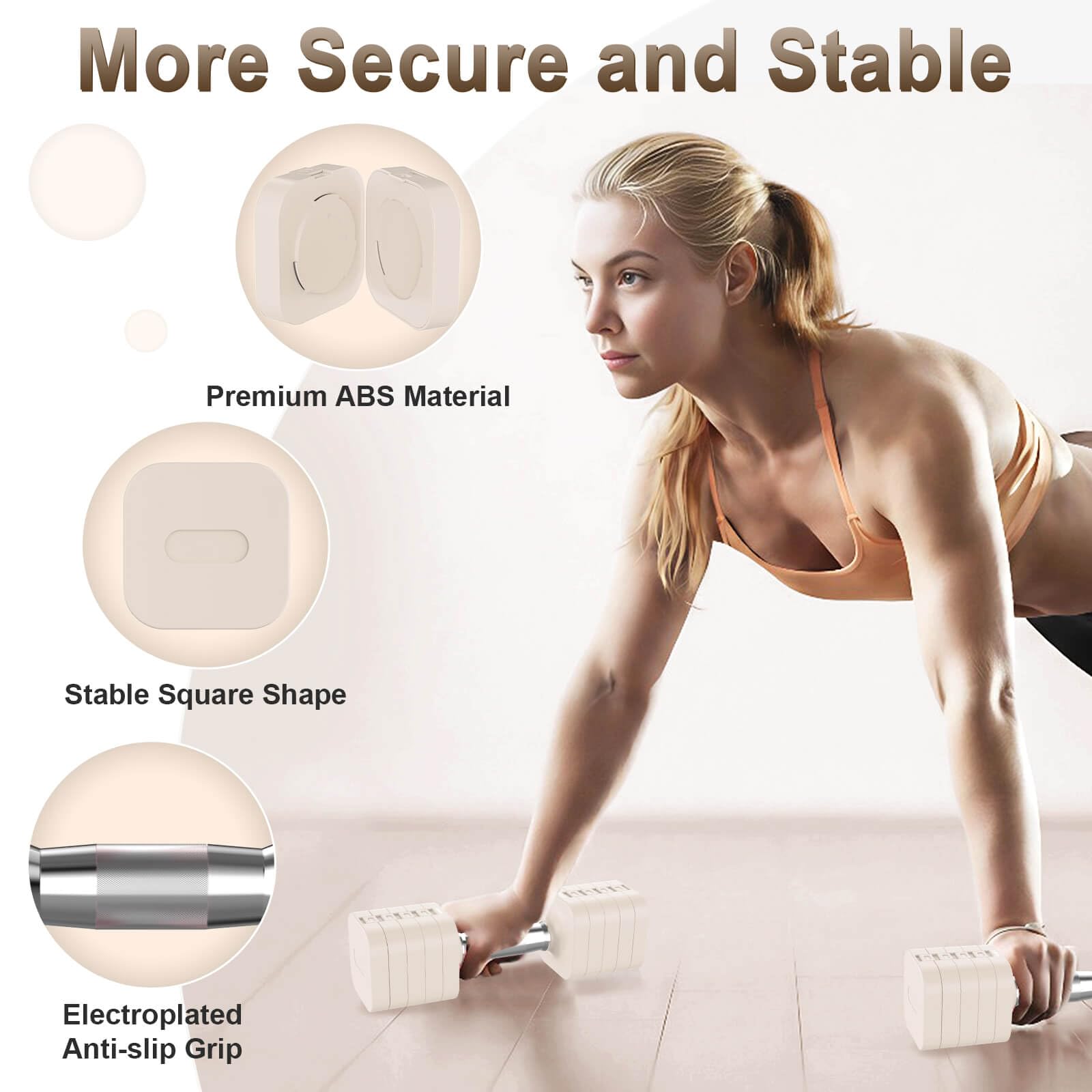 Hezeyferg 30.8LB Adjustable Dumbbell Set, Hand Weights Set for Home Gym | Each Adjustable Weight Dumbbell with 6 Levels 4.4/6.6/8.8/11/13.2/15.4lb, for Women/Men Full Body Workout