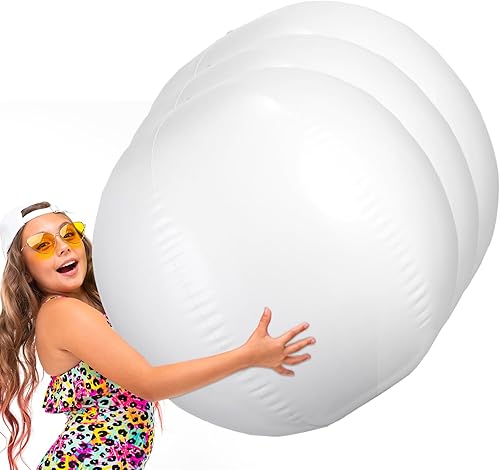 Bola de playa gigante blanca de 5 pies de 60 pulgadas, bola inflable masiva de decoración de playa, suministros para juegos acuáticos, cumpleaños,