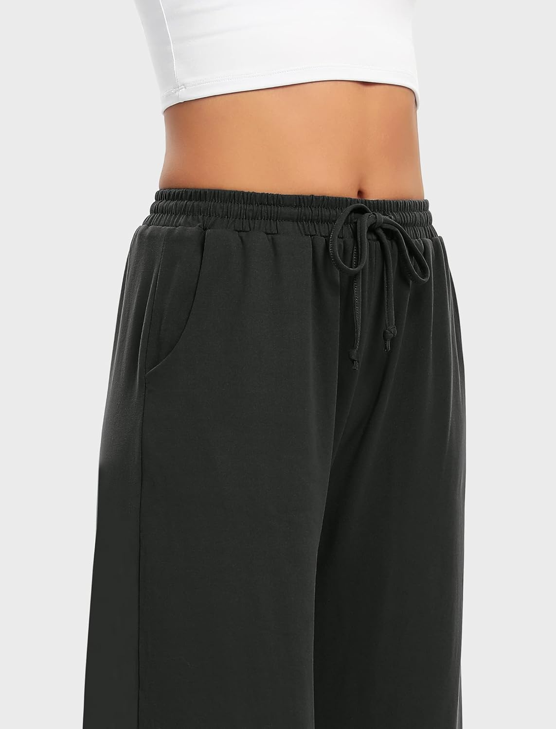 Annenmy Womens Capri Yoga Pants Wide Leg Gym Shorts Quick Dry Drawstring Pants Loose Workout Capris Sweatpants with Pockets - Image 3