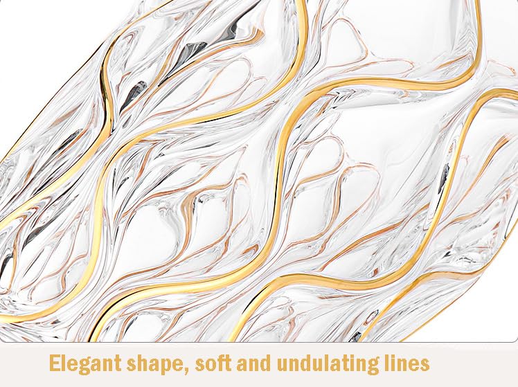 Deegufa Bohemia Crystal Glass Vase with Hand Painted Trace in Gold 9.5 in, Premium Glass Vase for Home, Flowers Decor - Image 3