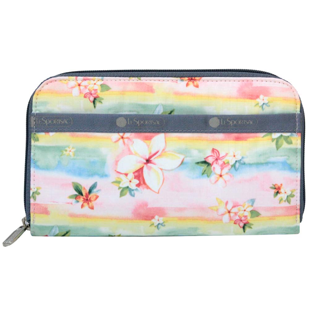 LeSportsacPlumeria Rainbow HAWAII EXCLUSIVE Lily Wallet, Style 6506/Color K879, Tropical Hawaiian Plumeria Flowers, Pastel Watercolors, ââ‚¬ËœHawaiiââ‚¬â„¢ on Pattern