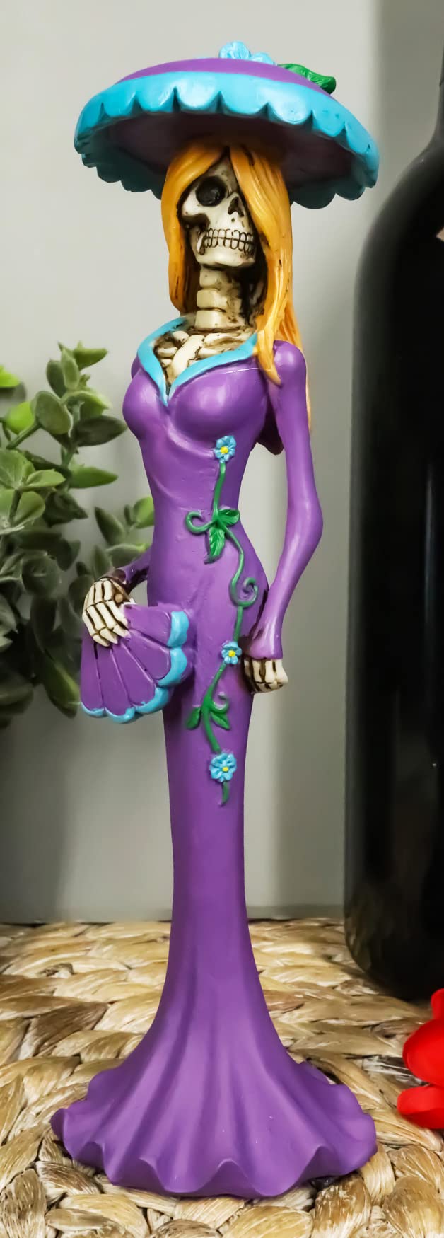 Ebros Steampunk Aristocrat Lady in Purple Skeleton Statue 8.5" H Day of The Dead Baroness High Fashion Decor Figurine
