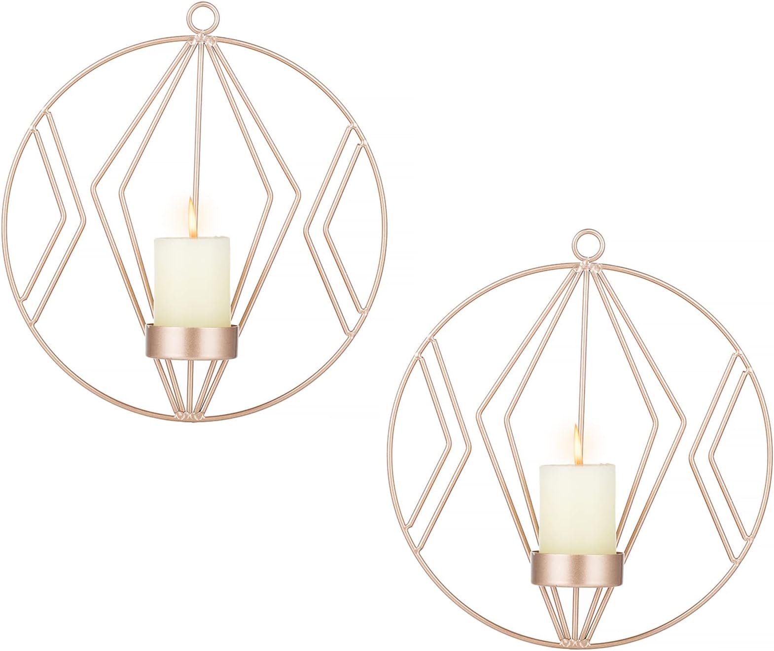 SziqiqiSmall Pillar Candle Wall Sconce, Set of 2 Metal Candle Holder Wall Decor for Living Room, Bedroom, Ideal Gift for Wedding Bedroom Decor L-9.8In Or