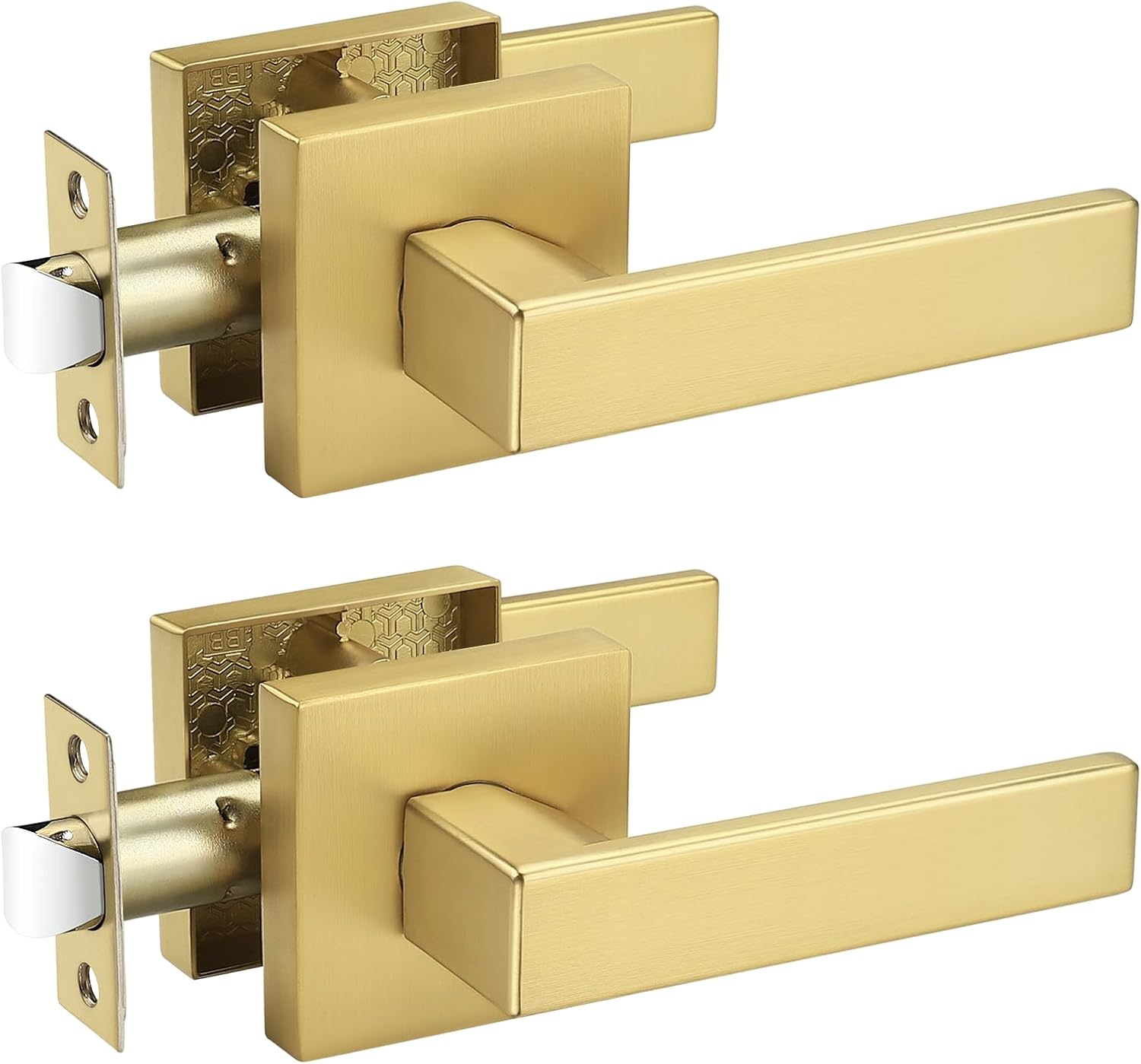 Probrico 6 Pack Gold Dummy Door Handles,Modern Closet Door Knobs,Heavy Duty Interior Non-Turning Handle Reversible for Right & Left Handed Side