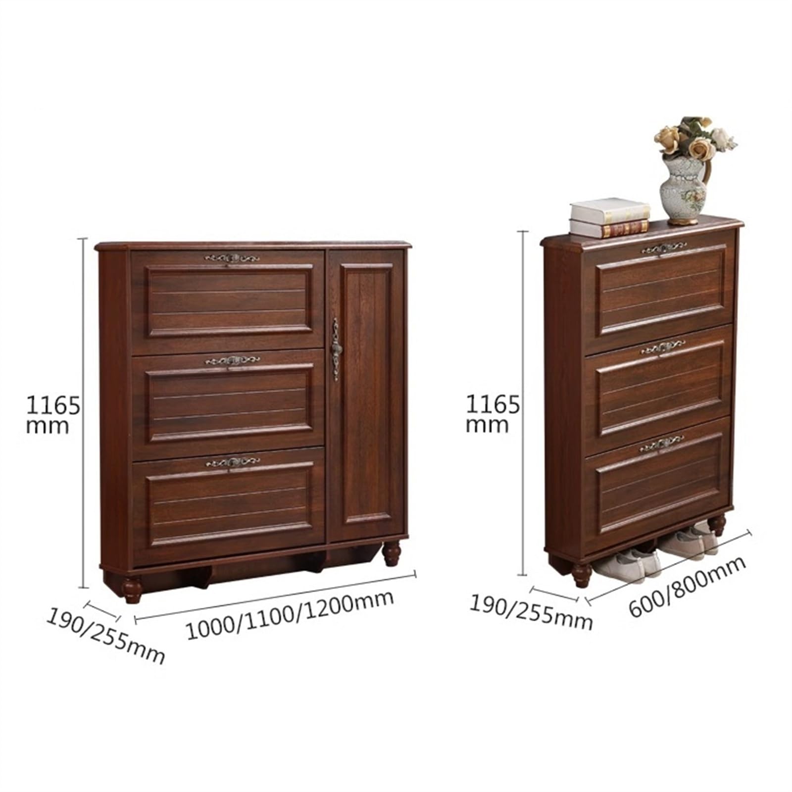 BLuVLy Meuble de Rangement Rustique pour Chaussures : Organiseur Fin avec poignée Vintage pour entrée ou Chambre (90 x 25,5 x 116,5 cm)