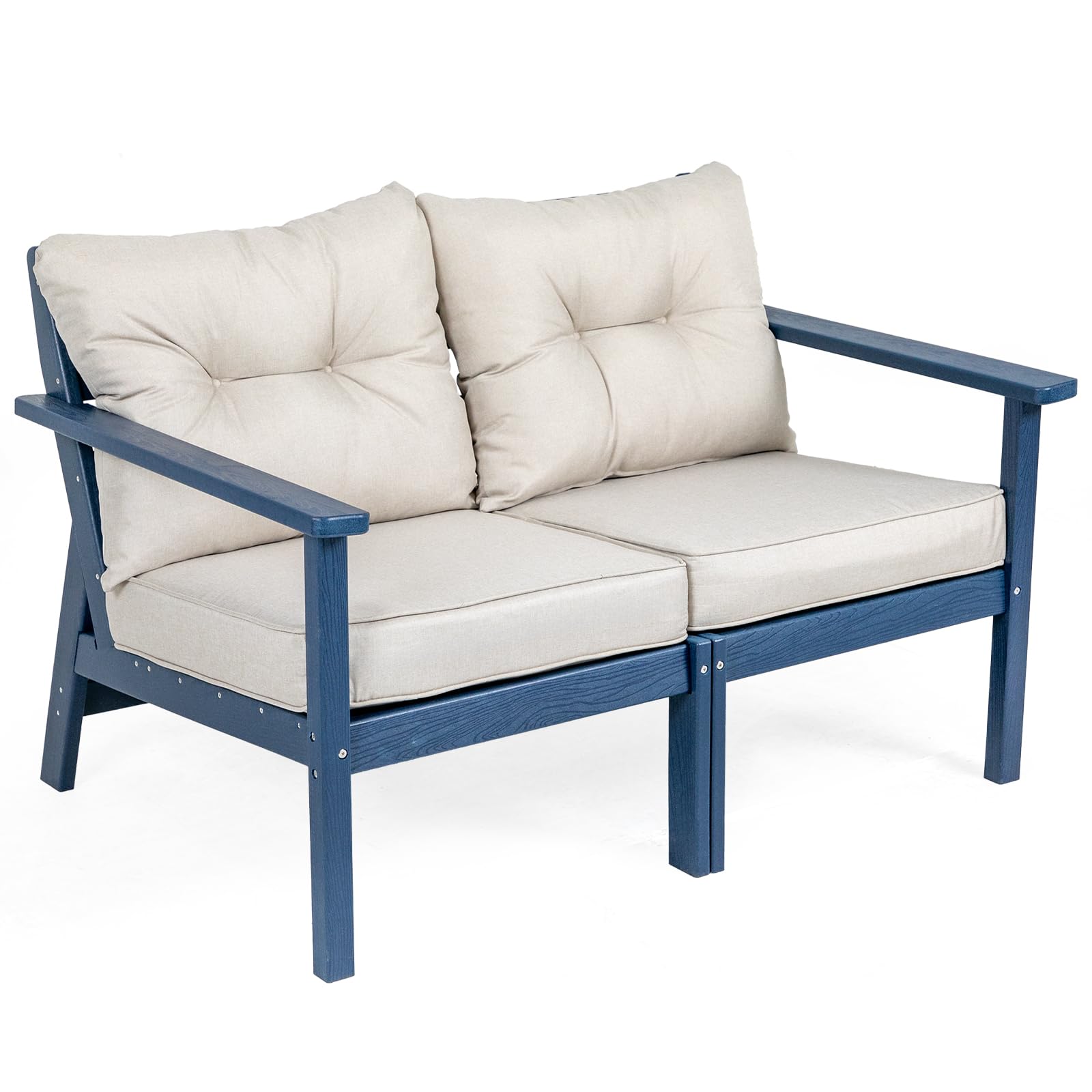 2 Seat HDPE Patio Loveseat, Outdoor Conversation Bench, Patio Furniture