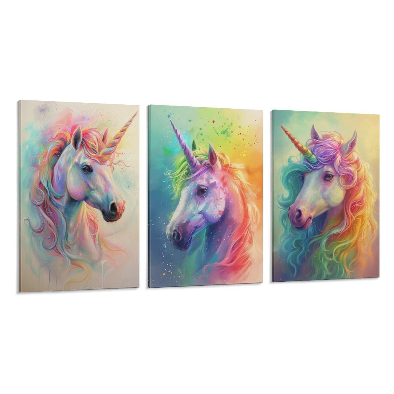 Amazon.co.jp: 3枚 カラフルなユニコーン 絵画 インテリア ポスター