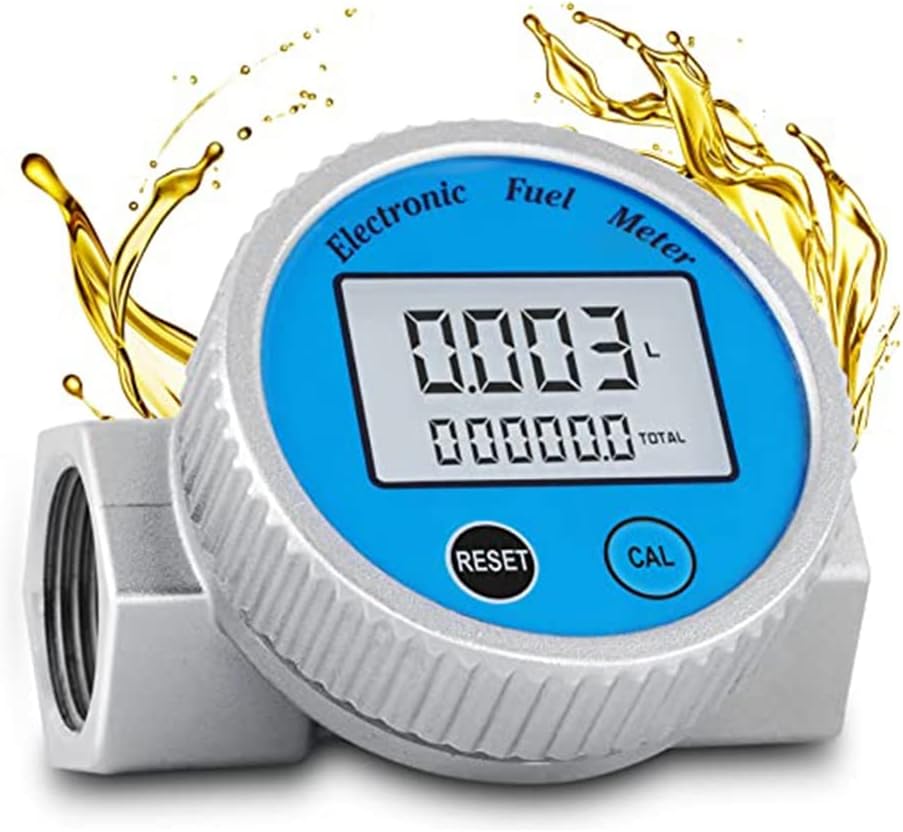 Turbine Meter Waterproof Digital Flowmeter 2.37-26.41GPM for Water DieselFuel MethanolKerosene Oil (1In NPT)