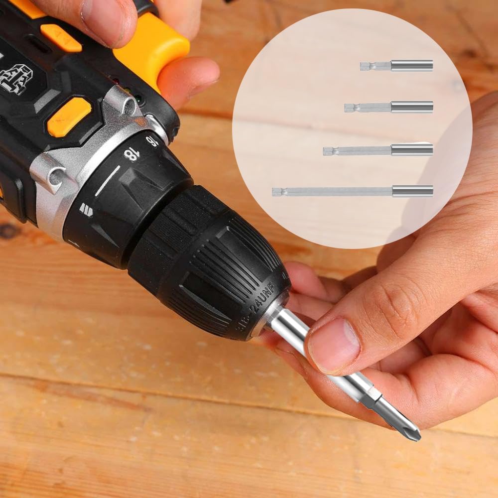 Set De 5 Portapuntas Magnéticos De 60 Mm – Acero S2, Vástago 1/4″, Para Taladros Y Atornilladores