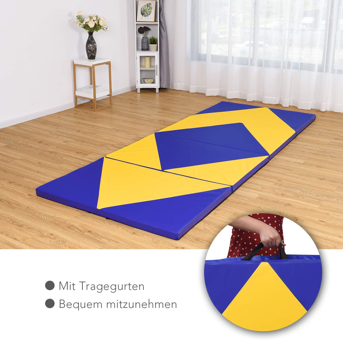 COSTWAY 300 x 120 x 5 cm Weichbodenmatte | Gymnastikmatte klappbar | Yogamatte verbindbar | Turnmatte groß | Klappmatte | Fitnessmatte Farbwahl