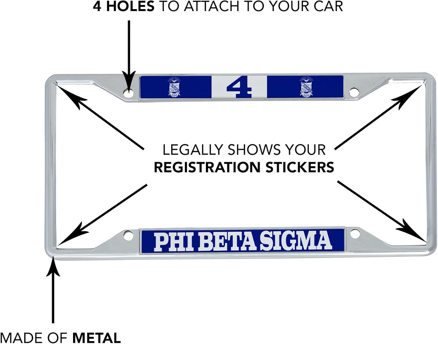 Desert Cactus Phi Beta Sigma Car Accessories Sigmas Metal License Plate Frame and Tag Holder for Front or Rear of Vehicle (#4 Frame) - Image 5