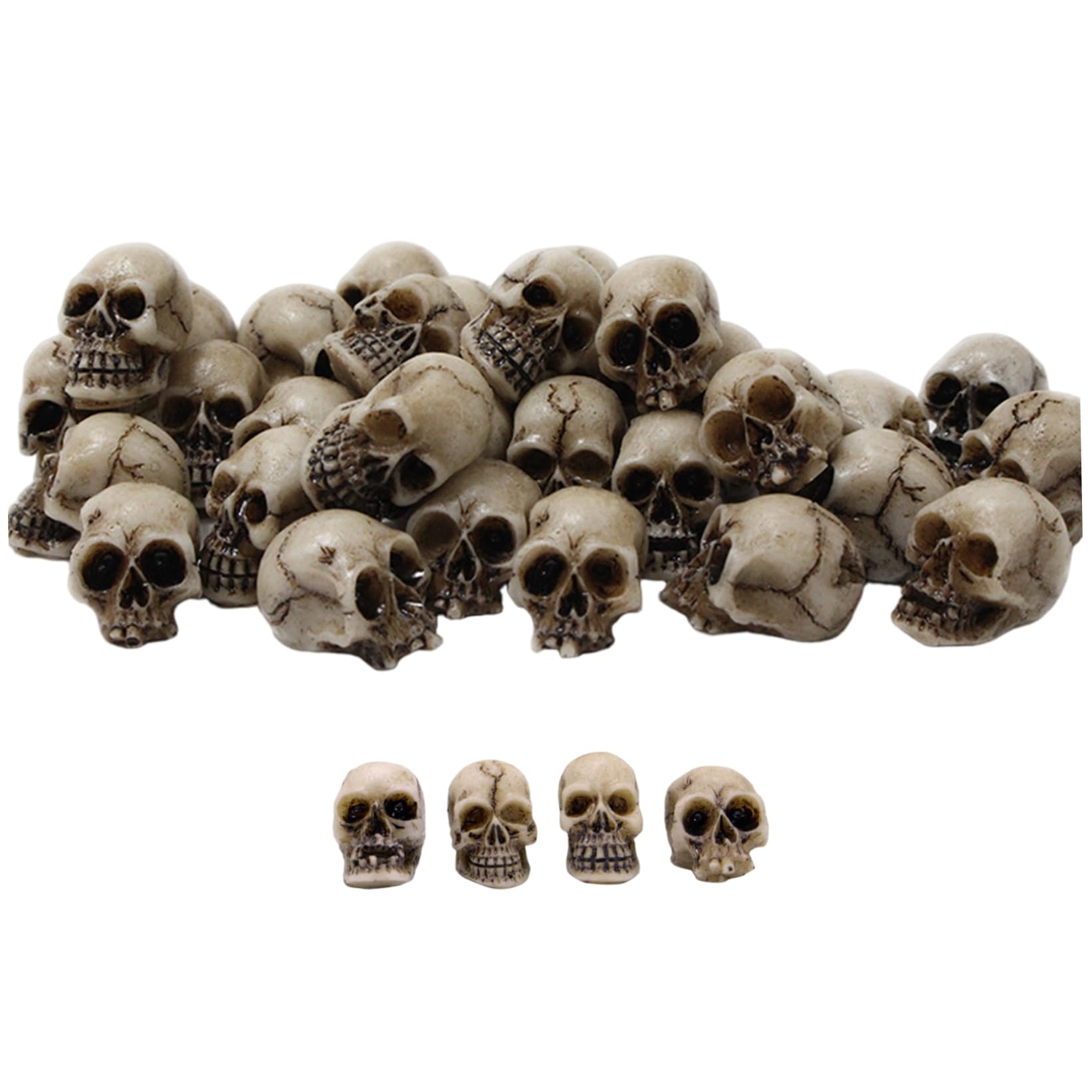 Goutdori Mini Skulls 20PCS Resin Halloween Skulls DIY Small Skeleton Head for Vase Filler Micro Landscape Dollhouse Table Decor