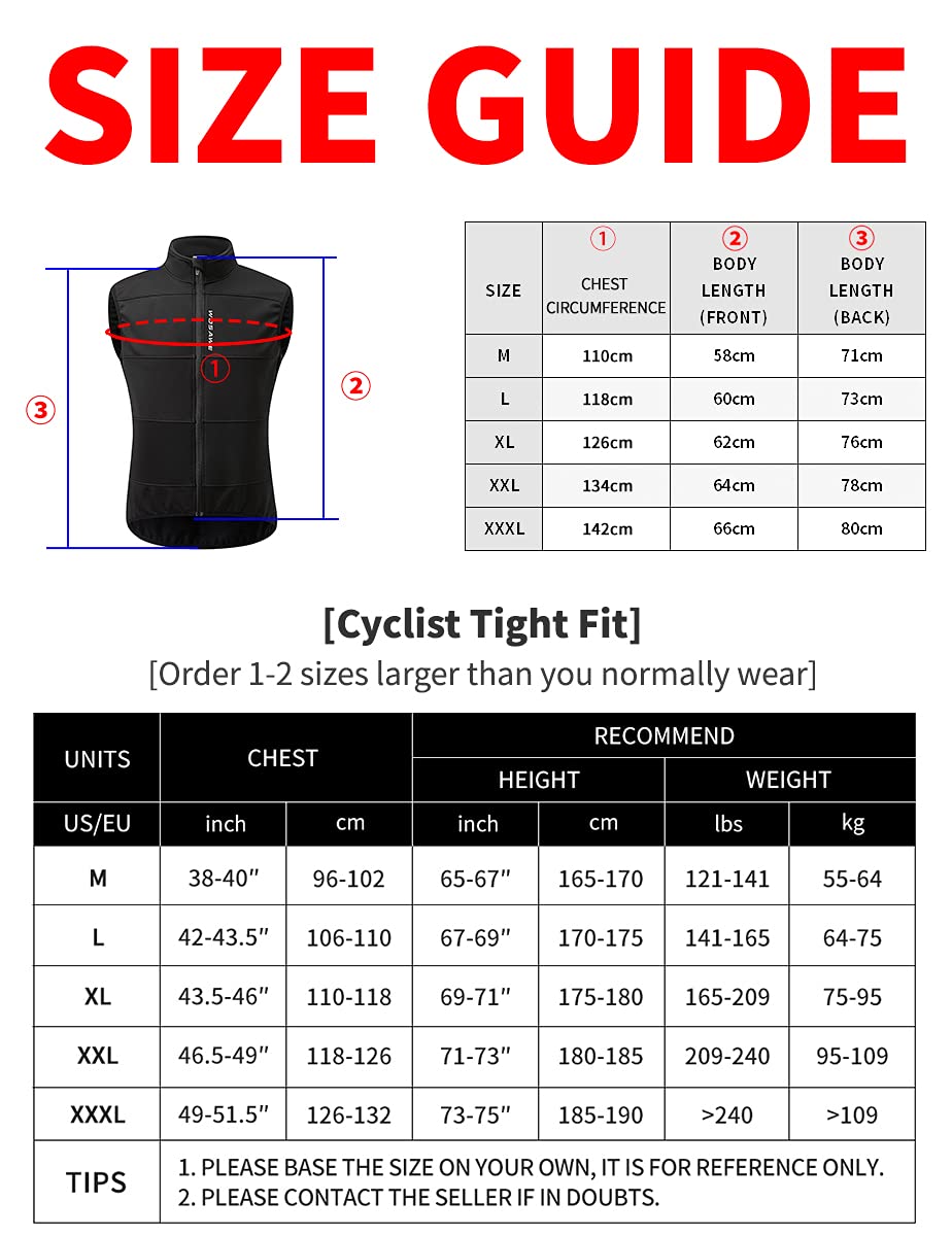 WOSAWE Homme Gilet de Cyclisme Coupe-Vent Softshell Thermique Respirant Veste de Vélo sans Manches pour Automne Hiver